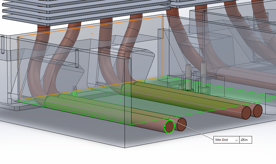 Heatpipe embedment depth dimension callout