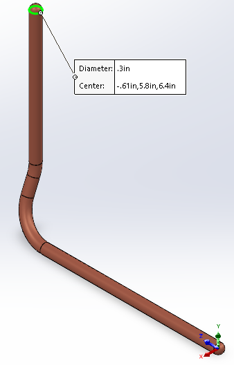 Heatpipe diameter dimension callout