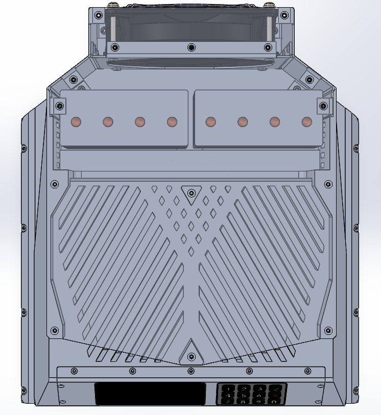 Top-down view of the main chassis heatsink