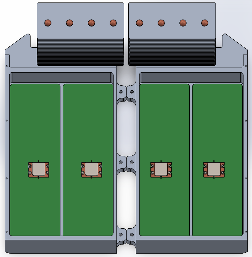 Top-down view of the HEMT locations within the RF modules